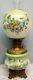 Antique Signed Pittsburgh GWTW Oil Lamp Electrified Green Purple Floral