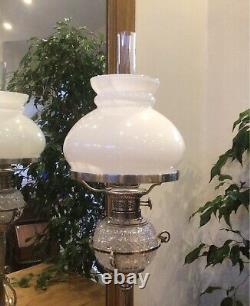 Antique Silver Plated Oil Lamp Hukin Heath Drop In Hobnail Font Martins Burner