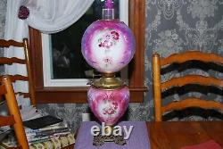 Antique Success Gone with The Wind Parlor Oil Lamp-Purple & Mauve-Pittsburgh