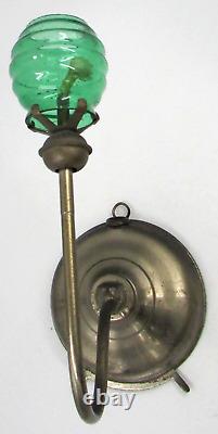 Antique THE LITTLE BEAUTY Night Lamp Kerosene Oil Stand Hang Green Globe Smith 1