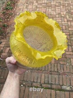 Antique Tall Yellow Duplex Oil Lamp Etched Shade Hinks Messengers Perfect 4fit