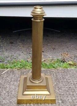 Antique V. Heavy Stepped Corinthian Column Brass Oil Lamp Base, 342mm Tall