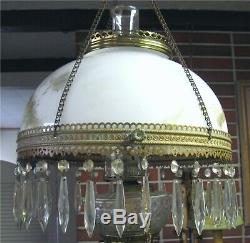 Antique VICTORIAN RETRACTABLE HANGING OIL LAMP