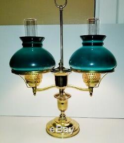 Antique/VTG Victorian Brass Double Student Oil Lamp/ Bradley Hubbard Style