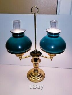Antique/VTG Victorian Brass Double Student Oil Lamp/ Bradley Hubbard Style
