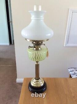 Antique Vaseline Glass Duplex Oil Lamp