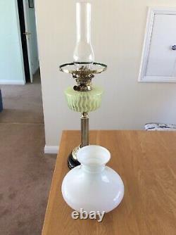 Antique Vaseline Glass Duplex Oil Lamp