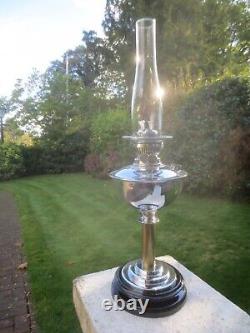 Antique Veritas Chrome Plated Best English Make Duplex Oil Lamp & Chimney