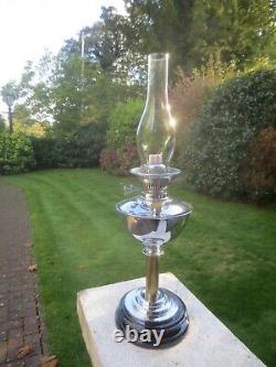 Antique Veritas Chrome Plated Best English Make Duplex Oil Lamp & Chimney