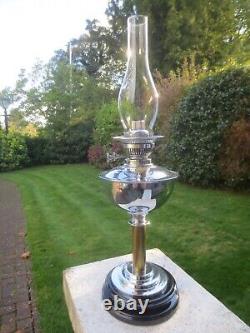 Antique Veritas Chrome Plated Best English Make Duplex Oil Lamp & Chimney