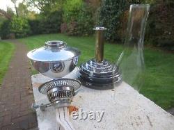 Antique Veritas Chrome Plated Best English Make Duplex Oil Lamp & Chimney