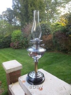 Antique Veritas Chrome Plated Best English Make Duplex Oil Lamp & Chimney