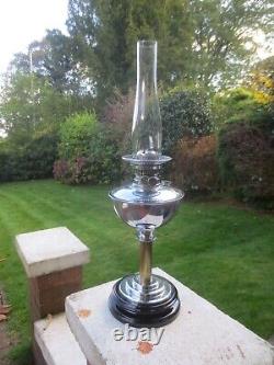 Antique Veritas Chrome Plated Best English Make Duplex Oil Lamp & Chimney