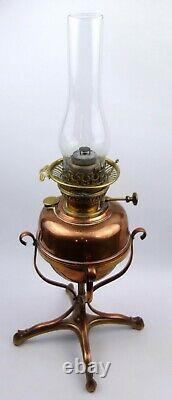 Antique Veritas Copper & Brass Oil Lamp