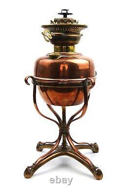Antique Veritas Copper & Brass Oil Lamp