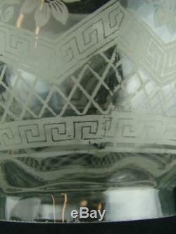 Antique Veritas Etched Glass Globe Duplex Oil Lamp Shade Art Nouveau Design