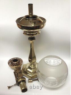 Antique Veritas Oil Lamp Central Draught Burner Brass Font