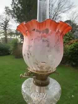 Antique Veritas Victorian Glass Duplex Oil Lamp Shade