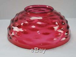 Antique Victorian 14 Cranberry Glass Bullseye Parlor Hanging Oil Lamp Shade