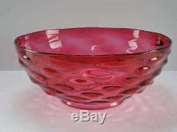 Antique Victorian 14 Cranberry Glass Bullseye Parlor Hanging Oil Lamp Shade