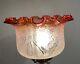 Antique Victorian Acid Etched Cranberry Oil Lamp Shade Lampshade Light Shade