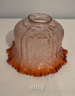 Antique Victorian Acid Etched Cranberry Oil Lamp Shade Lampshade Light Shade