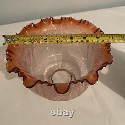 Antique Victorian Acid Etched Cranberry Oil Lamp Shade Lampshade Light Shade