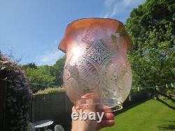 Antique Victorian Acid Etched Duplex Tulip Oil Lamp Shade