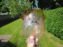 Antique Victorian Acid Etched Duplex Tulip Oil Lamp Shade