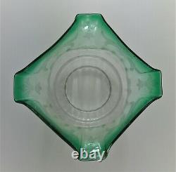 Antique Victorian Acid Etched Green Tinted Oil Lamp Shade 4 ins fitter