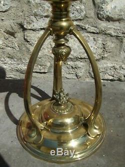 Antique Victorian Art Nouveau Arts & Crafts HINKS MESSENGERS OIL LAMP cranberry