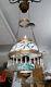 Antique Victorian B&H Glass Painted Lily Pull Down Hanging Library Oil Lamp