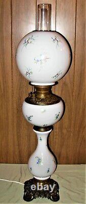 Antique Victorian Banquet Floral GWTW Electrified Oil Lamp 3 Tier