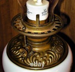 Antique Victorian Banquet Floral GWTW Electrified Oil Lamp 3 Tier