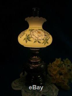 Antique Victorian Banquet Parlor Electrified Oil Lamp W Gwtw Hurricane Shade