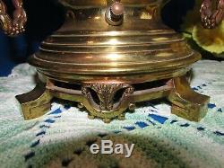 Antique Victorian Banquet Parlor Electrified Oil Lamp W Gwtw Hurricane Shade
