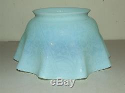 Antique Victorian Blue Etched Glass GWTW Banquet Oil Lamp Shade 4 7/8 Fitter Sz