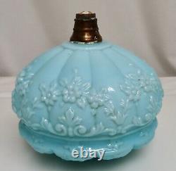 Antique Victorian Blue Glass Kerosene Oil Lamp Font 80687