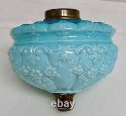 Antique Victorian Blue Glass Kerosene Oil Lamp Font 80687