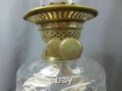 Antique Victorian Brass And Cut Glass Duplex Oil Lamp