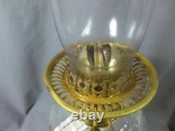 Antique Victorian Brass And Cut Glass Duplex Oil Lamp