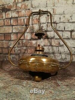 Antique Victorian Brass Ceiling Hanging Doughnut Oil Parrafin Lamp Light Lantern
