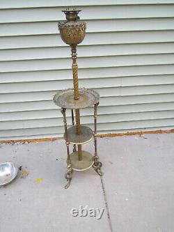 Antique Victorian Brass H C Baptholdi, Antique Kerosene Piano Lamp