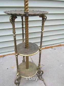 Antique Victorian Brass H C Baptholdi Ornate Oil Kerosene PIANO Floor lamp