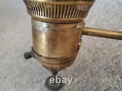 Antique Victorian Brass Hanging Gas Oil Lamp Electrified Glass Globe & Chimney