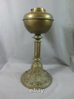 Antique Victorian Brass Messengers Oil Lamp And Fount