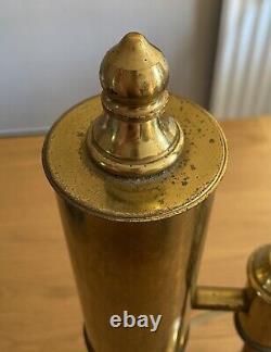 Antique Victorian Brass Oil Student Desk Lamp Electrified Green Lamp Shade