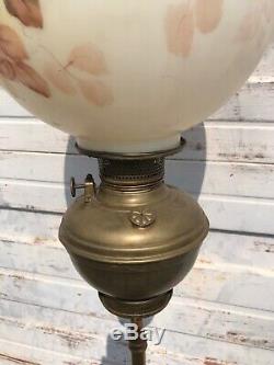 Antique Victorian Brass WithIron Ornate Oil Kerosene PIANO Floor Lamp-Electrified