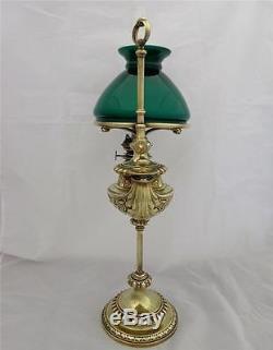 Antique Victorian Cast Brass Wild & Wessel Harvard Student Oil Lamp Kosmos 1880