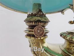 Antique Victorian Cast Brass Wild & Wessel Harvard Student Oil Lamp Kosmos 1880